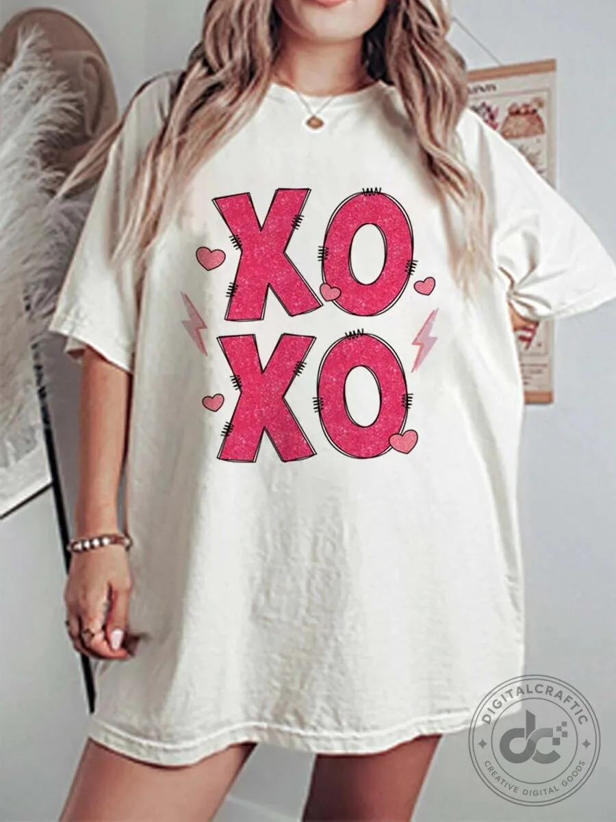 XOXO Valentine's Day Hearts and Lightning Bolts T-Shirt